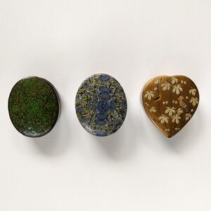 Set of 3 Small Vintage Wooden Boxes - Handpainted Florals & Birds